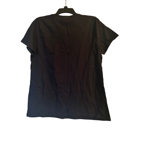 NWOT Women's Cut Short Sleeve Black Tee Shirt Birthday Girl Rainbow Hearts Sz Lg - Picture 2 of 5